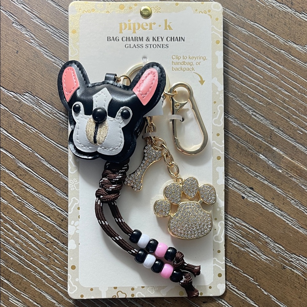 Piper K  French Bulldog Boston Terrier Dog Lover Keychain & Bag Charm 🐾🦴
